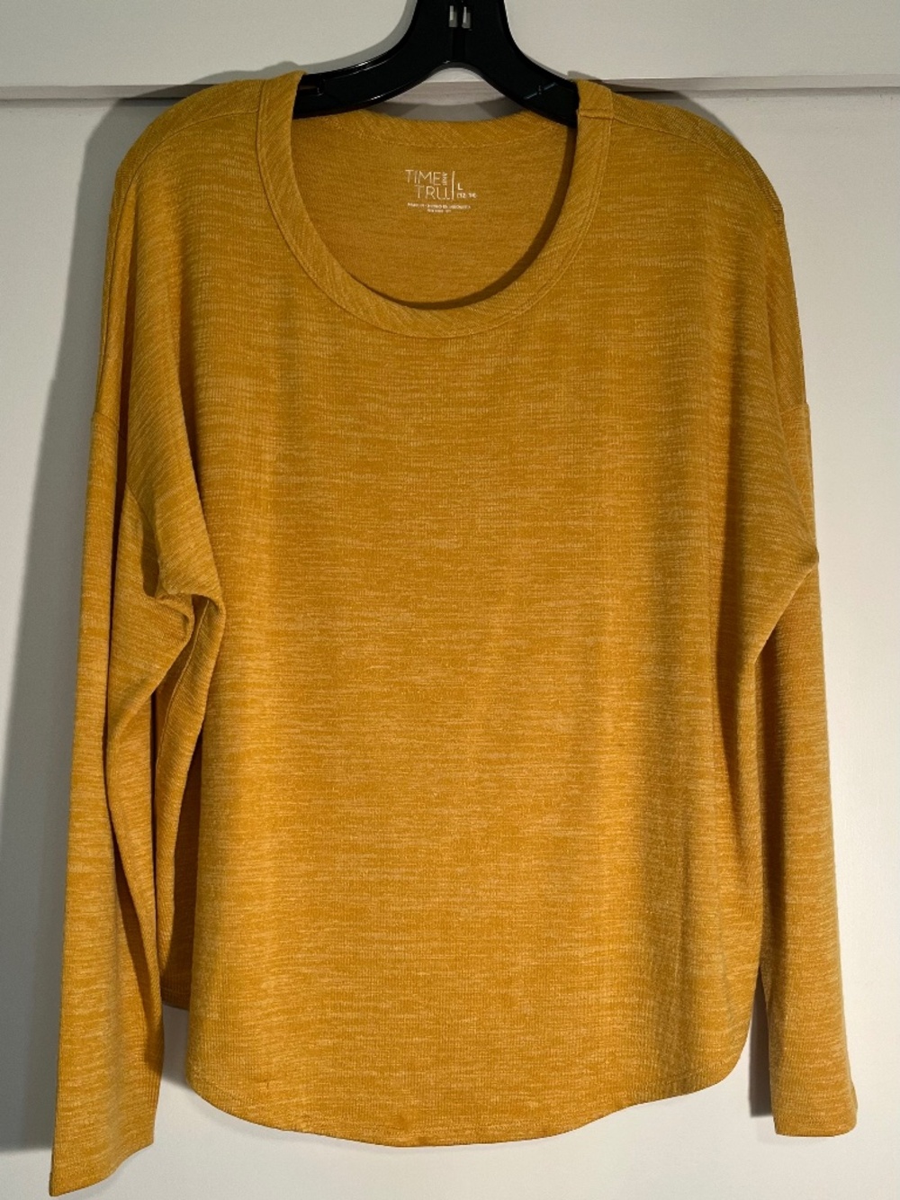 Time and Tru Mustard Yellow Long Sleeve Casual Top Size L 12-14